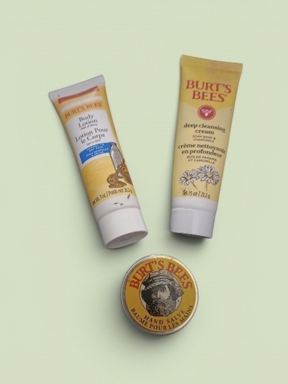 Lot ♤ Burt's Bees Deep Cleansing Cream Tube Plus Body Lotion & Hand Salve
